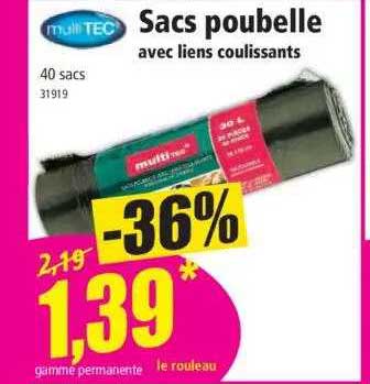 Sacs Poubelle Avec Liens Coulissants Multitec