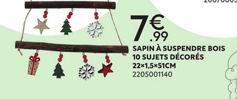 sapin à suspendre bois 10 sujets décorés