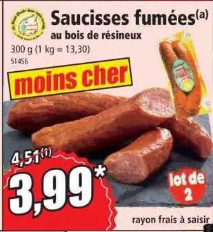 saucisses fumées au bois de résineux