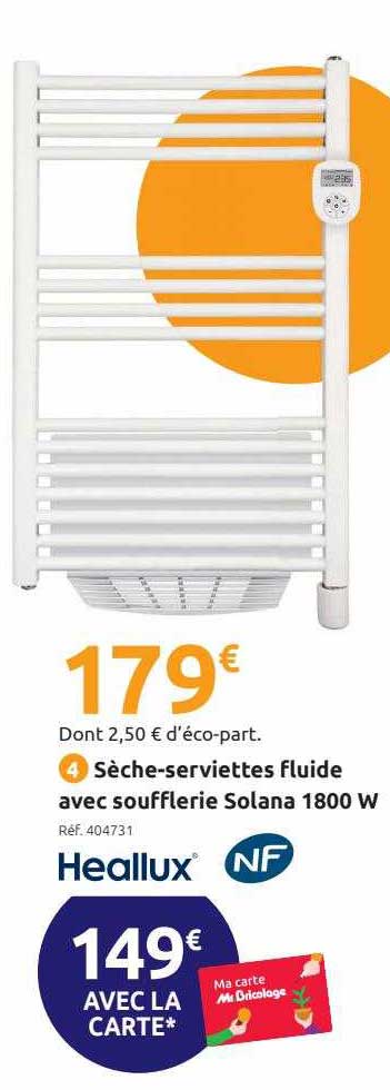sèche-serviettes fluide avec soufflerie solana 1800 w heallux