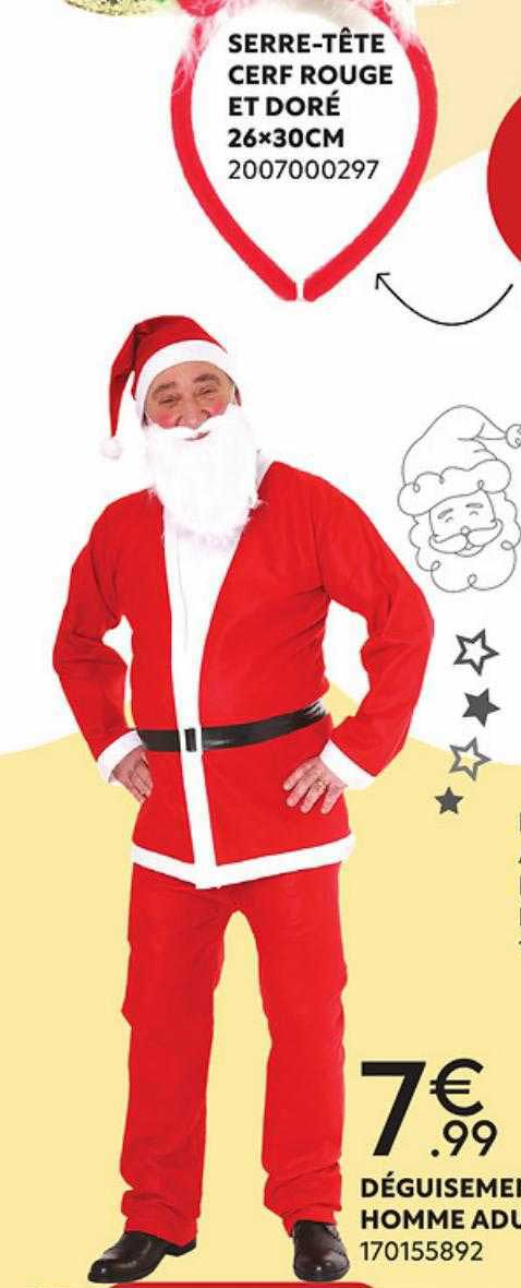 serre-tête cerf rouge et doré, déguisement homme adulte