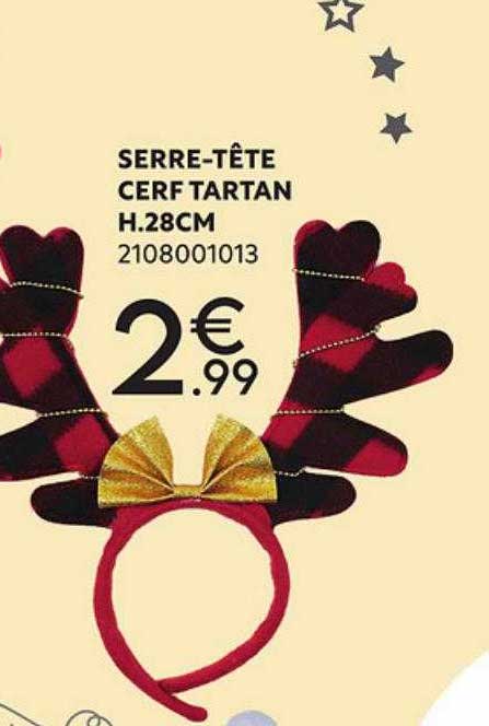 serre-tête cerf tartan h.28 cm