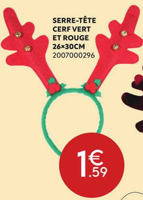 serre-tête cerf vert et rouge