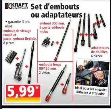 set d'embouts ou adaptateurs kraft werkzeuge