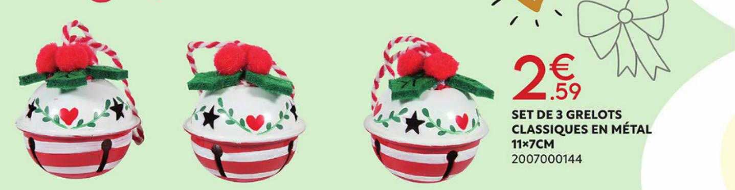 set de 3 grelots classiques en métal