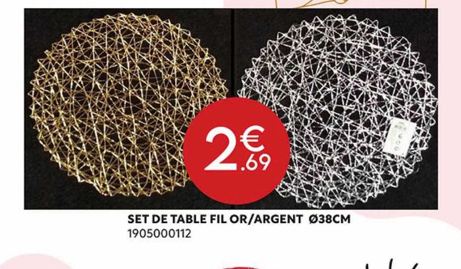 Set De Table Fil Or-argent ø 38 Cm