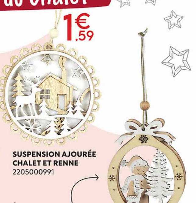 suspension ajourée chalet et renne