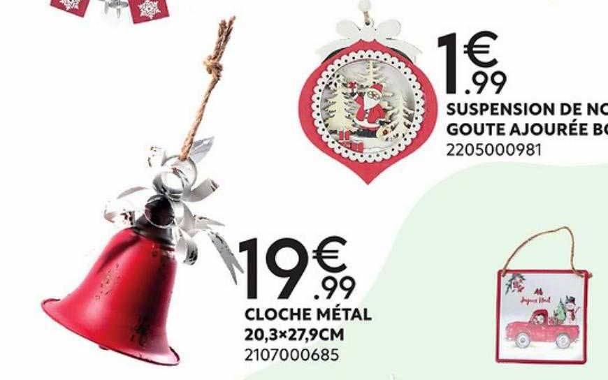 Suspension De Noël Goûte Ajourée Bois, Cloche Métal