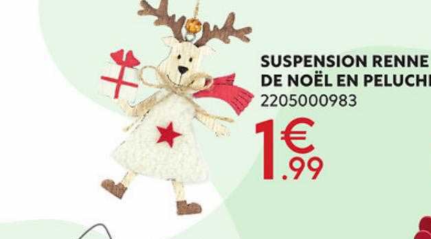 suspension renne de noël en peluche
