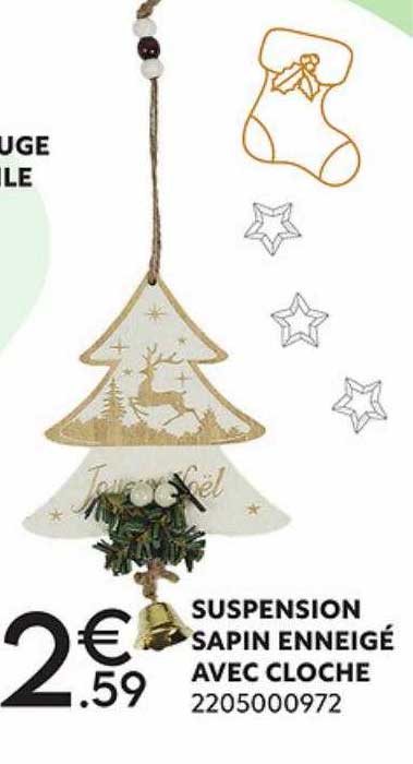 suspension sapin enneigé avec cloche