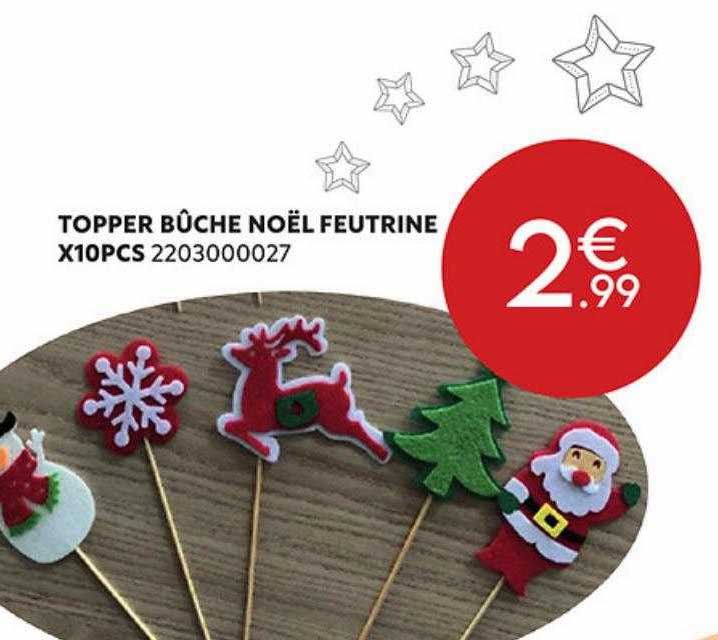 topper bûche noël feutrine x10pcs