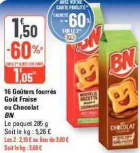 16 Goûters Fourrés Goût Fraise Ou Chocolat Bn