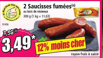 2 saucisses fumées au bois de résineux