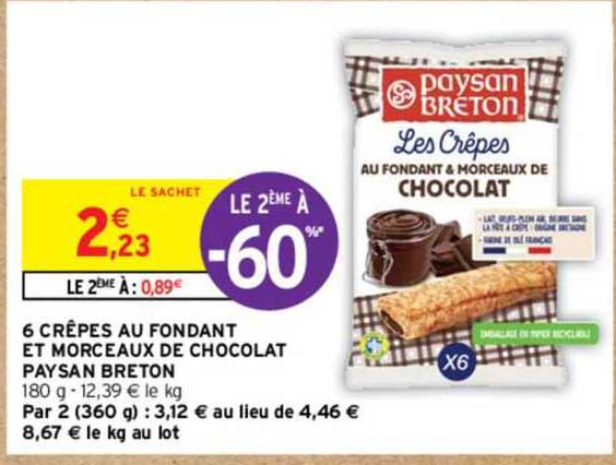 6 crêpes au fondant et morceaux de chocolat paysan breton