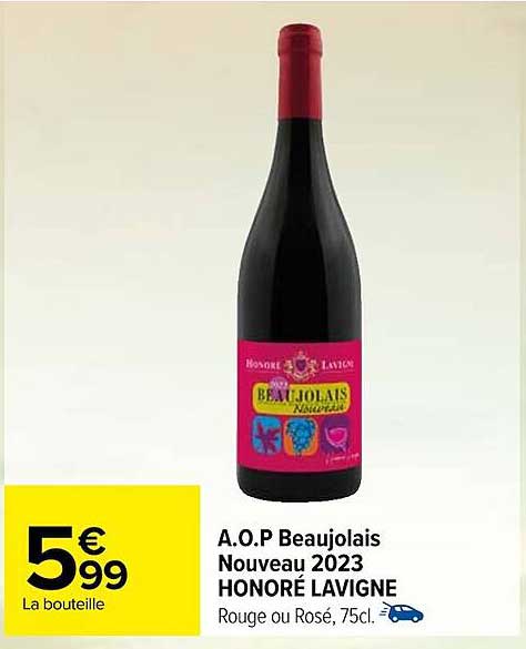 a.o.p. beaujolais nouveau 2023 honoré lavigne