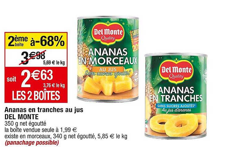 ananas en tranches au jus del monte