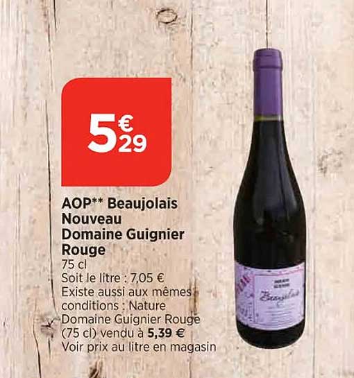 aop beaujolais nouveau domaine guignier rouge
