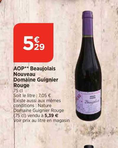 aop beaujolais nouveau domaine guignier rouge