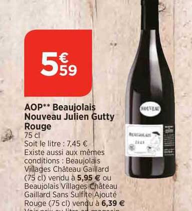 Aop Beaujolais Nouveau Julien Gutty Rouge