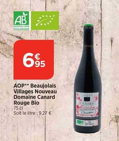aop beaujolais villages nouveau domaine canard rouge bio