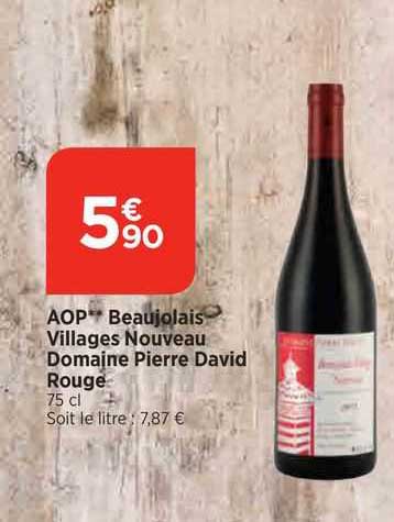 aop beaujolais villages nouveau domaine pierre david rouge