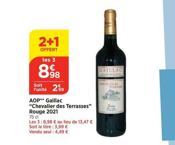 Aop Gaillac "chevalier Des Terrasses" Rouge 2021