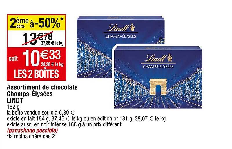 assortiment de chocolats champs-élysées lindt