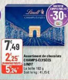assortiment de chocolats champs-élysées lindt