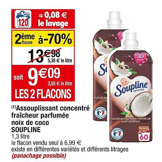 Assouplissant Concentré Fraîcheur Parfumée Noix De Coco Soupline