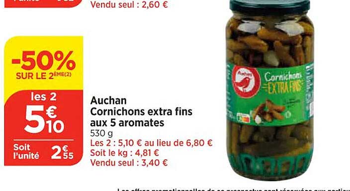 Auchan Cornichons Extra Fins Aux 4 Aromates