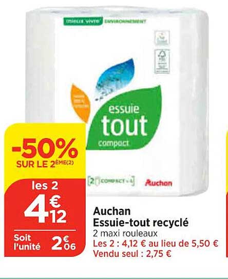 auchan essuie-tout recyclé