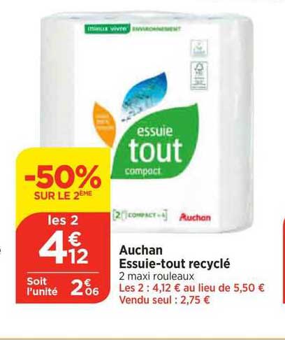 auchan essuie-tout recyclé