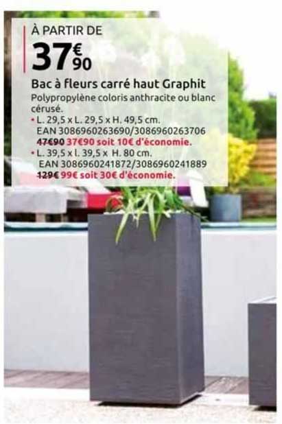 Bac à Fleurs Carré Haut Graphit