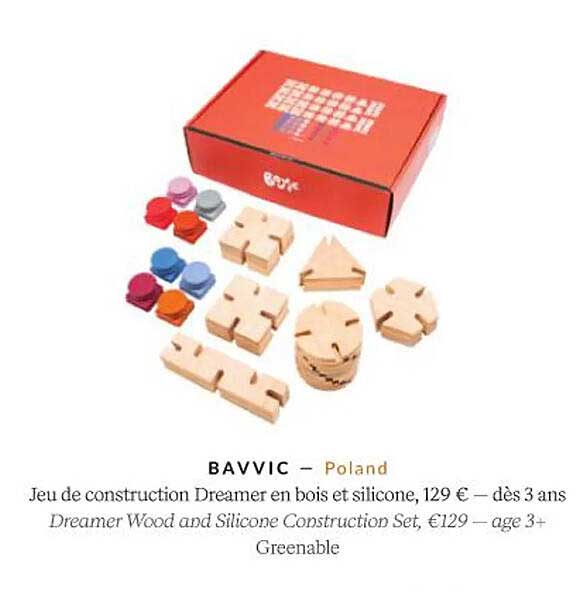 bavvic jeu de construction dreamer en bois et silicone