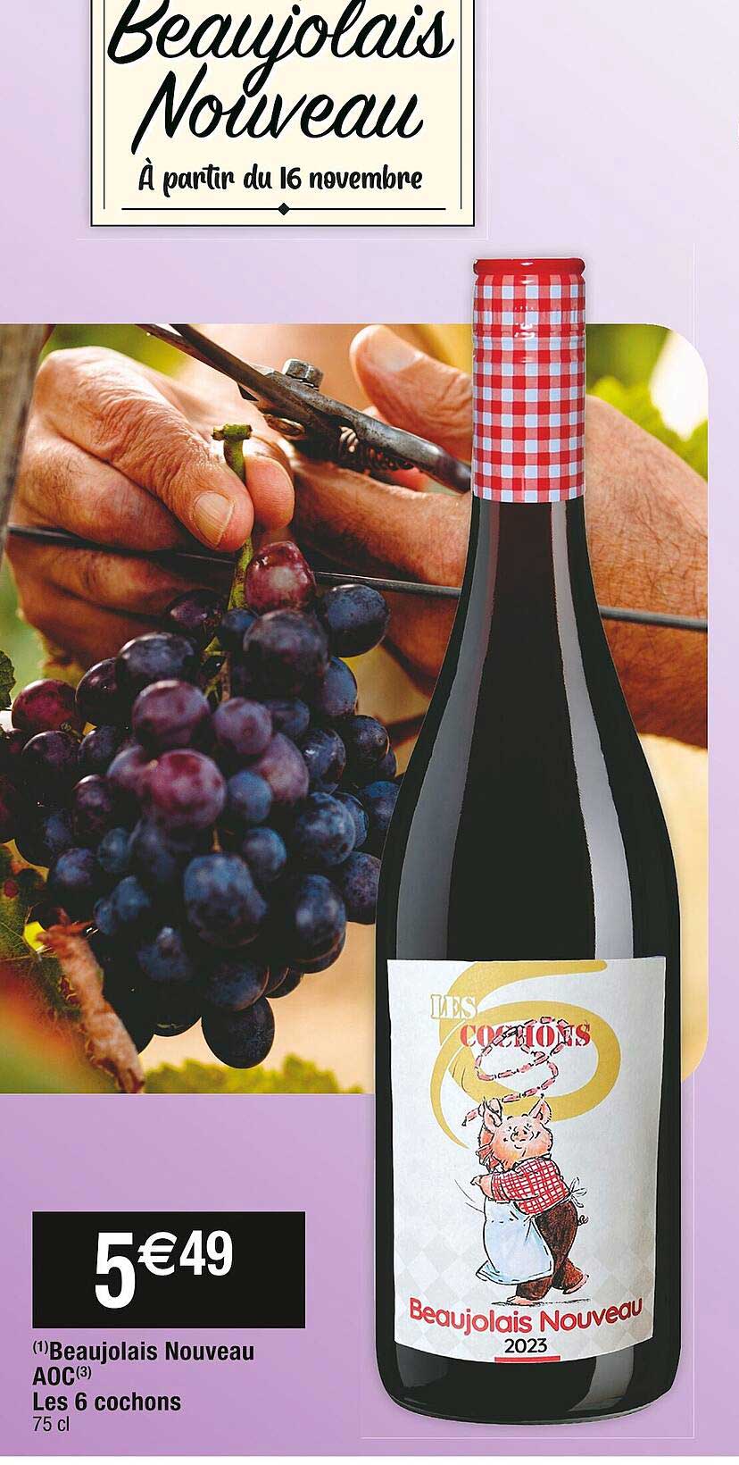 beaujolais nouveau aoc les 6 cochons