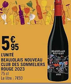 beaujolais nouveau club des sommeliers rouge 2023