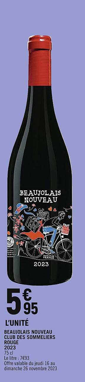 beaujolais nouveau club des sommeliers rouge 2023