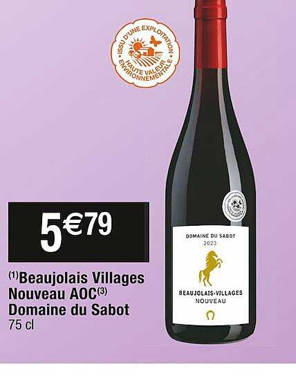 beaujolais villages nouveau aoc domaine du sabot