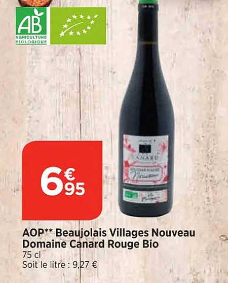 aop beaujolais villages nouveau domaine canard rouge bio