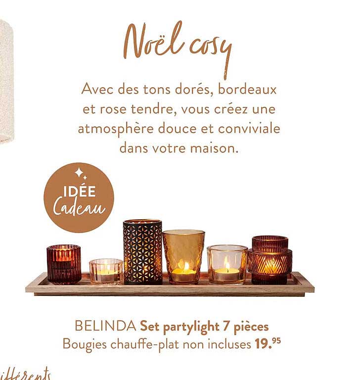 belinda set partylight 7 pièces bougies chaffe-plat non icluses