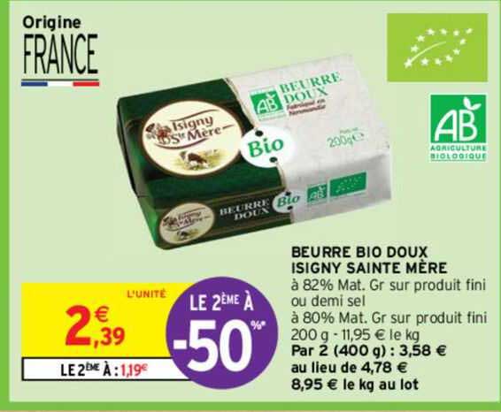 beurre bio doux isigny sainte mère
