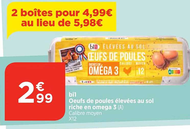bi1 oeufs de poules élevées au sol riche en omega 3