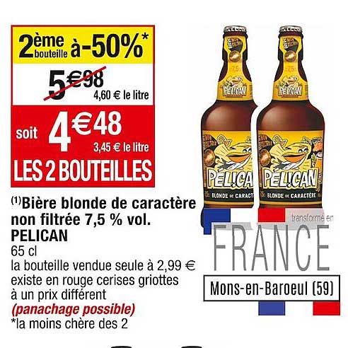 bière blonde de caractère non filtrée 7,5% vol. pelican