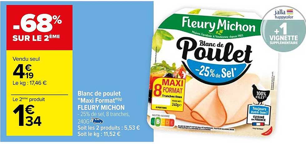 blanc de poulet "maxi format" fleury michon