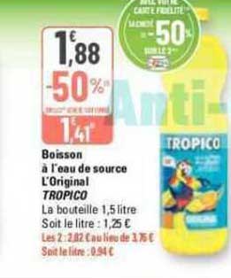 boisson à l'eau de source l'original tropico