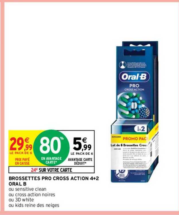 brossettes pro cross action 4+2 oral b