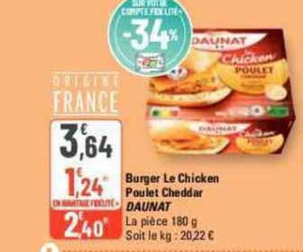 burger le chicken poulet cheddar daunat