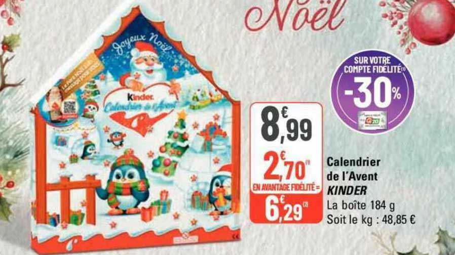 calendrier de l'avent kinder
