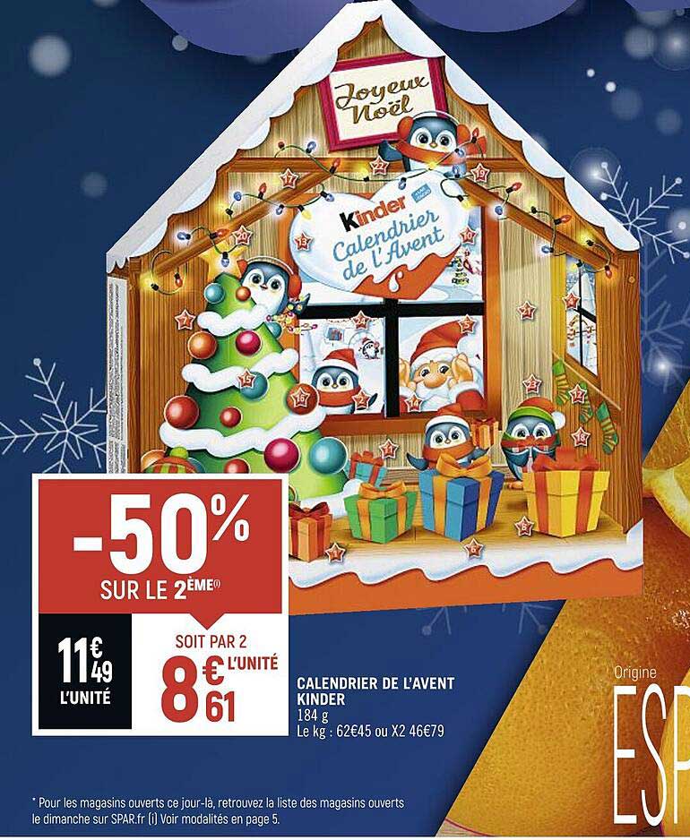 calendrier de l'avent kinder