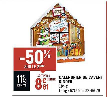calendrier de l'avent kinder